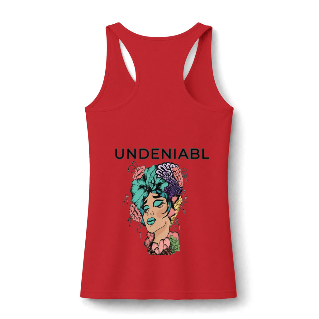 Undeniabl Women's Performance Tank Top — Bold Floral Graphic Racerback Fitness Shirt