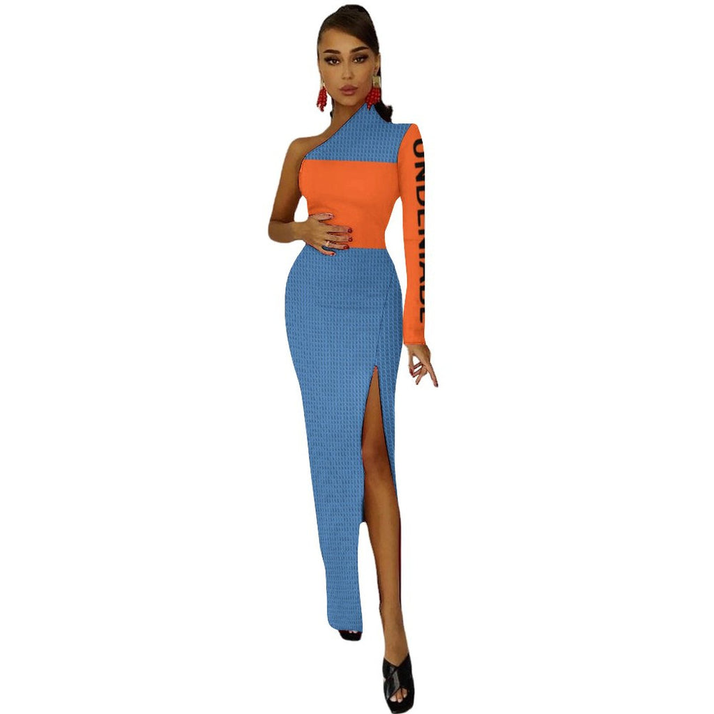 UNDENIABL CULTURE One Shoulder Split Dress(All-Over Printing)