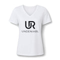 Undeniabl Logo Women's V‑Neck Tee — Minimalist Motivational Graphic Shirt