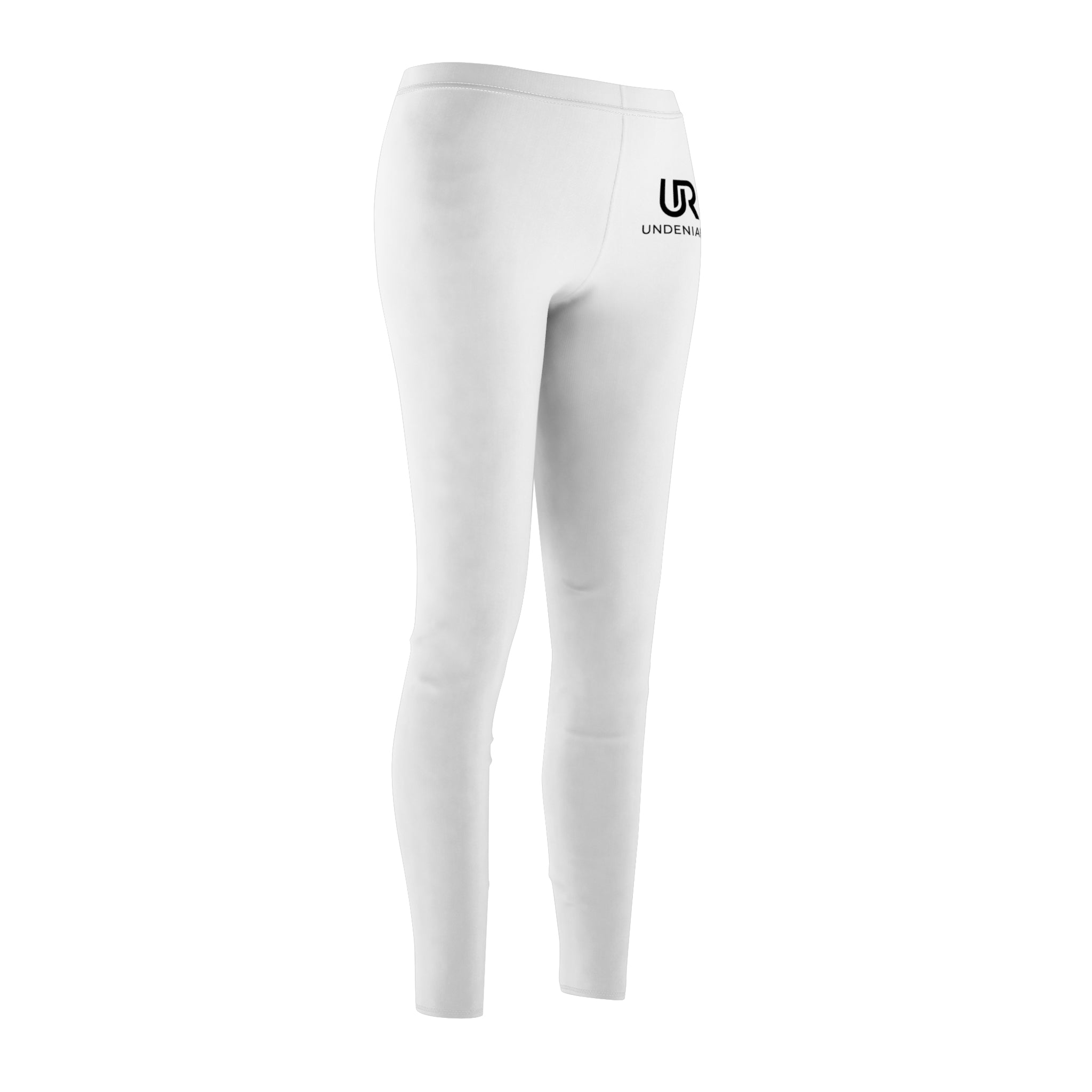 Undeniable White Logo Leggings — Women's Casual AOP Athletic Leggings