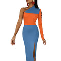 UNDENIABL CULTURE One Shoulder Split Dress(All-Over Printing)